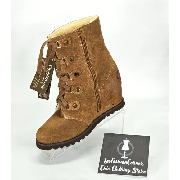 NWD Bearpaw Women's Brown Suede Bonnie Wedge Boot Zip Bootie Size 8 1809 - Picture 16 of 16